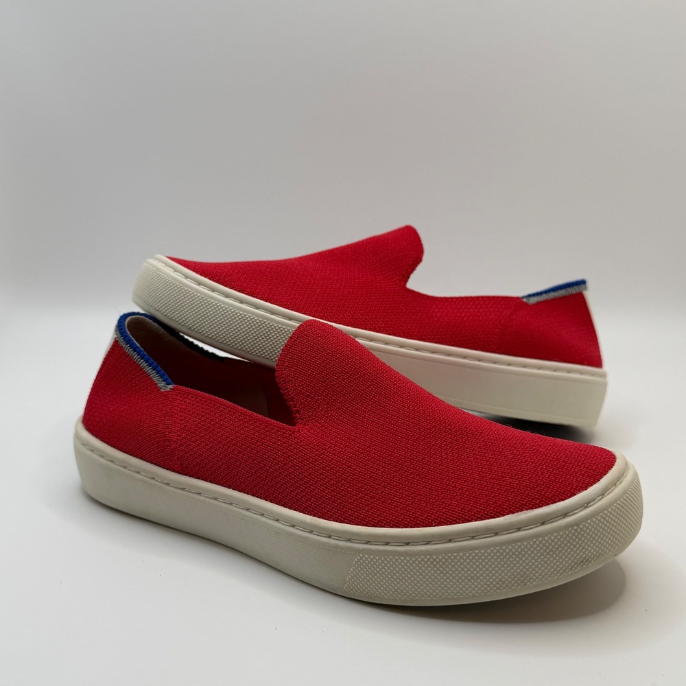 Rothys Kids The Sneaker Bright Red Knit Slip On Shoes girls boys Size 13